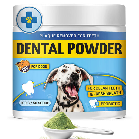 Paw Central Dental Powder with Dog Probiotics for Digestive Health | Dog Breath Freshener | Plaque Off Powder Dog & Puppies | Dog Dental Powder with Valerian Flavor | 100 G