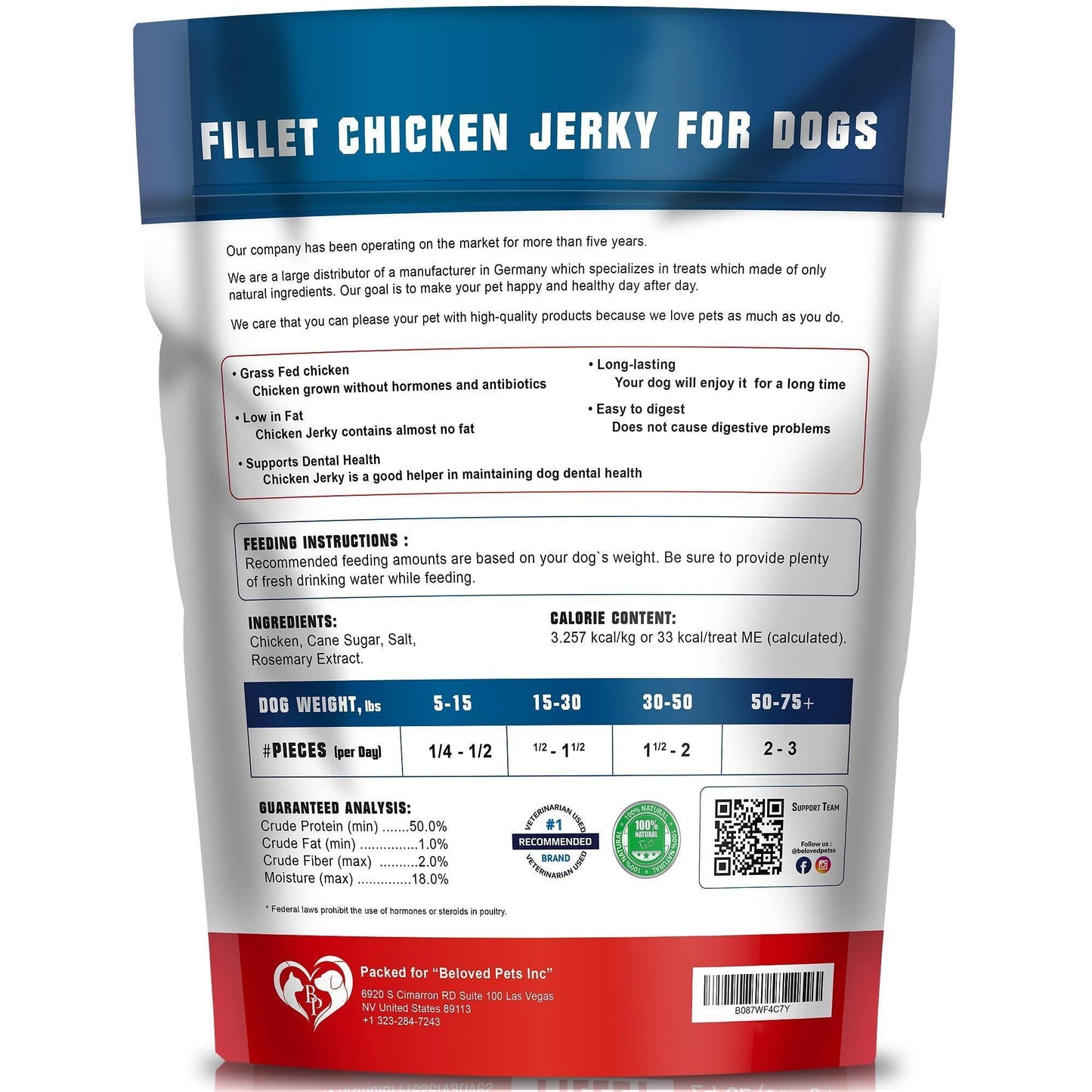 Premium Chicken Jerky Dog Treats – 1.5 lb
